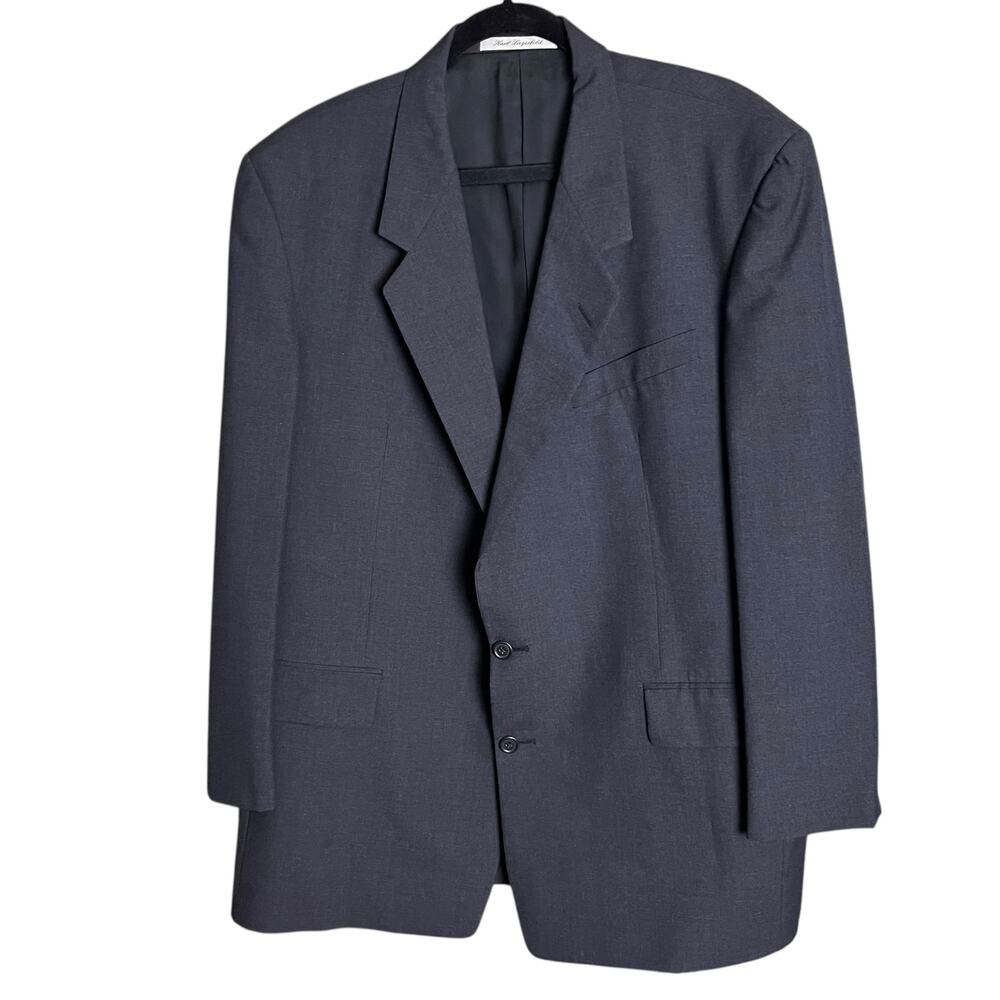 Karl Lagerfeld Paris Men’s Wool Blazer 46R Charcoal Gray Two Button Suit Jacket